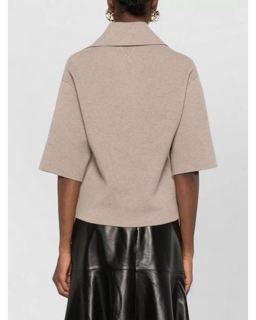 Bottega Veneta Natural Cashmere Knit Polo Shirt Short Sleeves