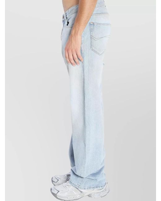 Balenciaga Blue Cotton Distressed Relaxed-Fit Mid-Rise Jeans for men