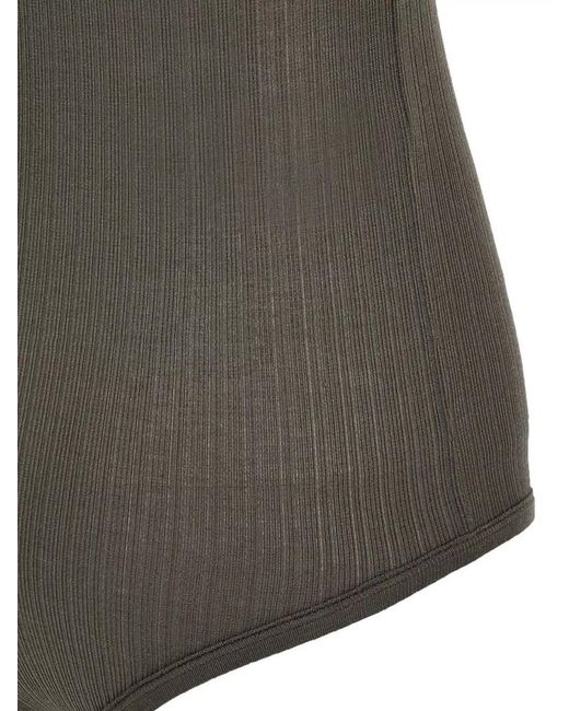 Lemaire Gray Silk Blend Ribbed Long-Sleeve Top