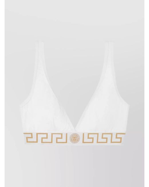 Versace White Greca Trim Bralette