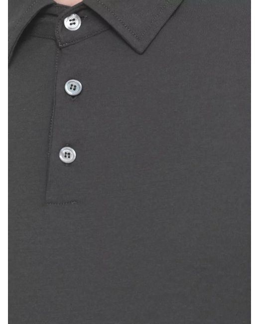 Zanone Gray Polo Shirt Straight Fit Collar Short Sleeves for men