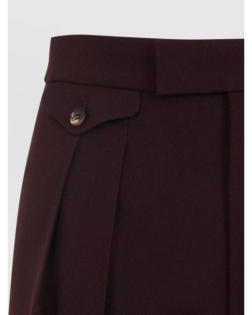 Chloé Purple Virgin Wool High-Rise Pleated Wide-Leg Trousers