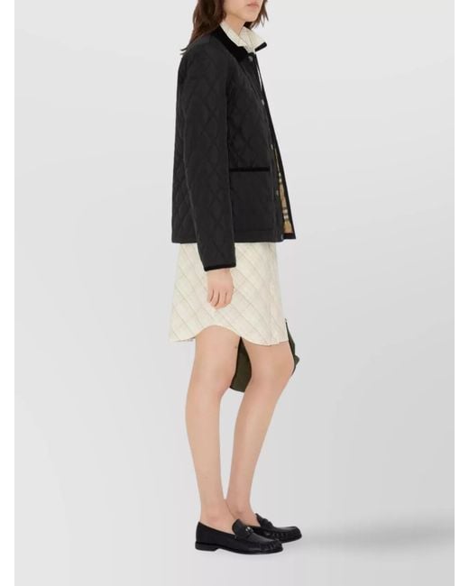Burberry Black Quilted Nylon Jacket Check Lining
