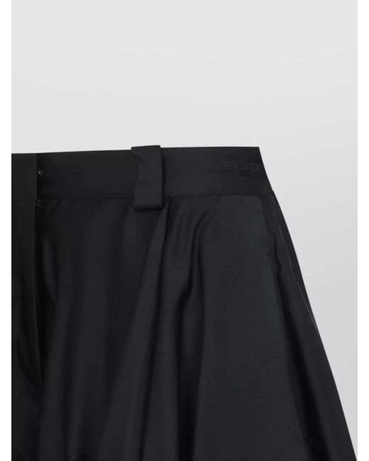 Balenciaga Black Silk Balloon Bermuda Shorts Mid Waist