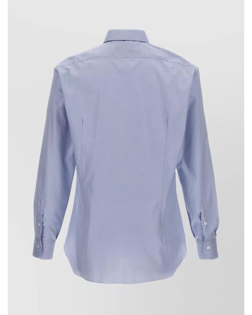 Barba Napoli Blue Poplin Shirt for men