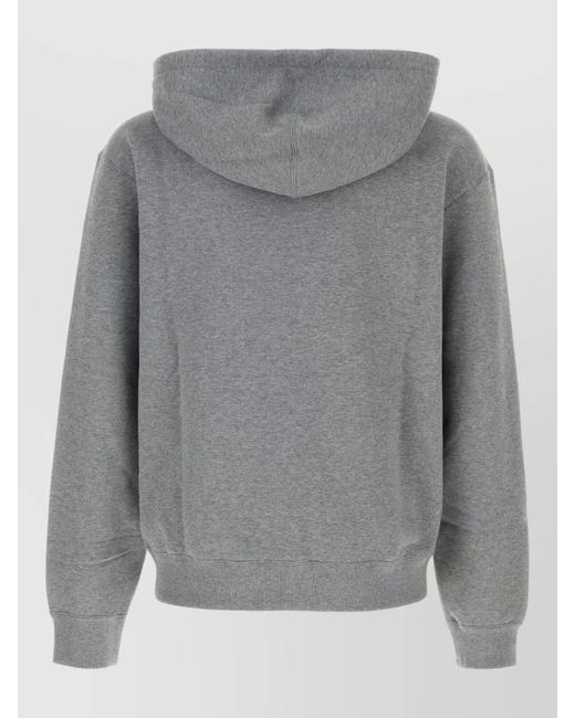 Jil Sander Gray Cotton Hooded Sweatshirt Drawstring Hood Ribbed Trims for men