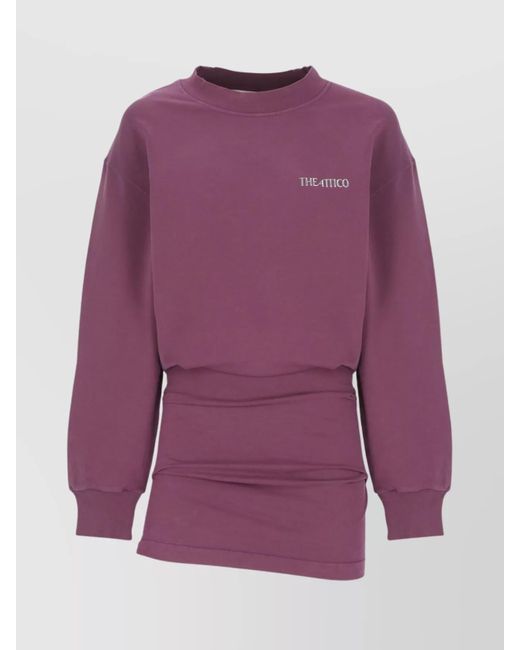 The Attico Purple Cotton Pleated Mini Dress