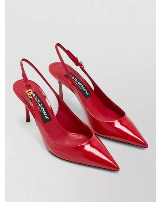Dolce & Gabbana Red Patent Leather Slingback Mules