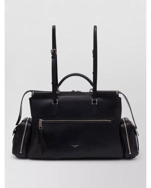 Dolce & Gabbana Black Shoulder Bag Leather Detachable Strap Top Handle