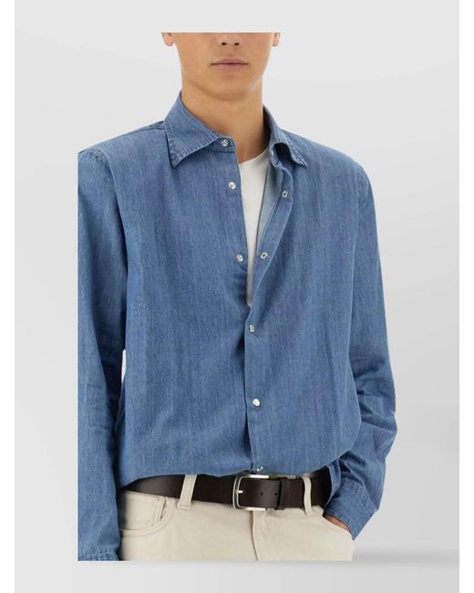 Aspesi Blue Denim Regular-Fit Shirt for men