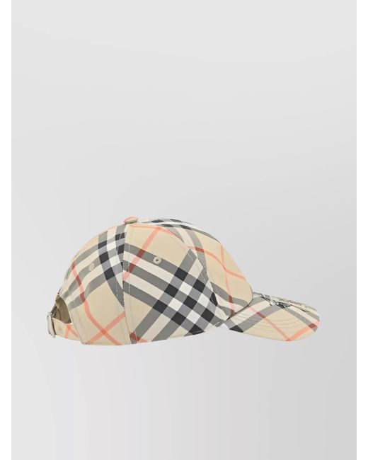 Burberry Cap With Curved Brim And Iconic Check Pattern in Natural for ...