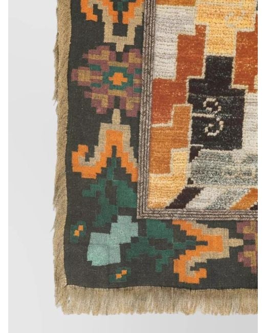 Pierre Louis Mascia Brown Silk Scarf Floral Geometric Graphic Design