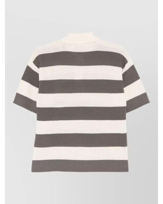 AMI Natural De Coeur Striped Polo Shirt Heart