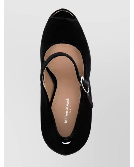 Maison Margiela Black Velvet Peep-Toe Sandals
