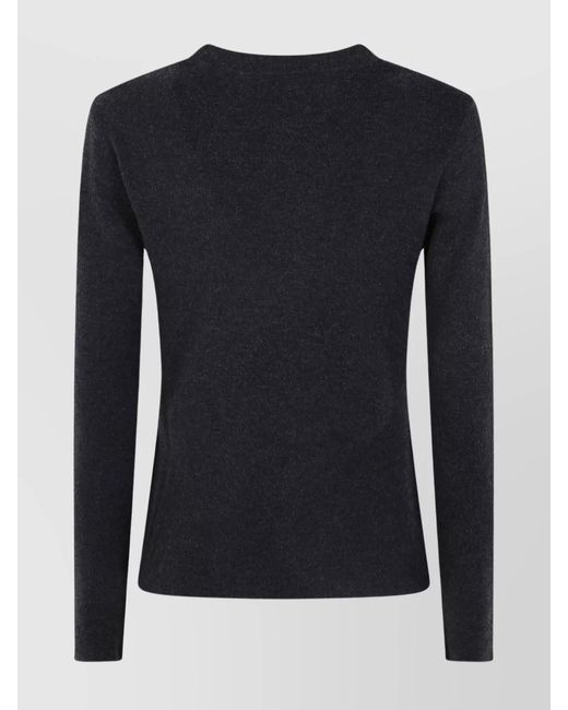 Max Mara Blue Logo Long-Sleeve Round-Neck Jumper