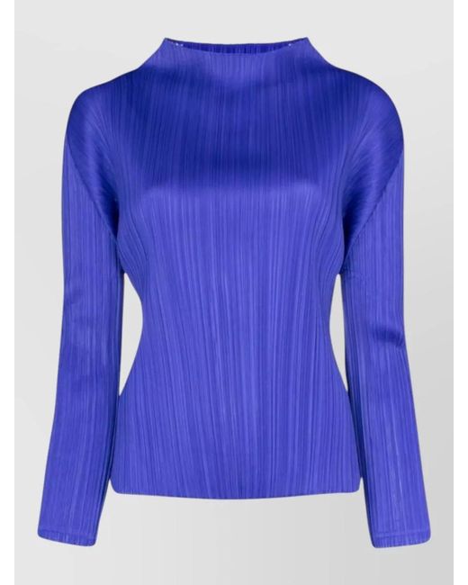 Pleats Please Issey Miyake Blue Pleated Blouse