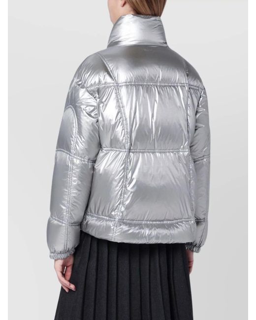 Herno Gray Metallic Parka Coat