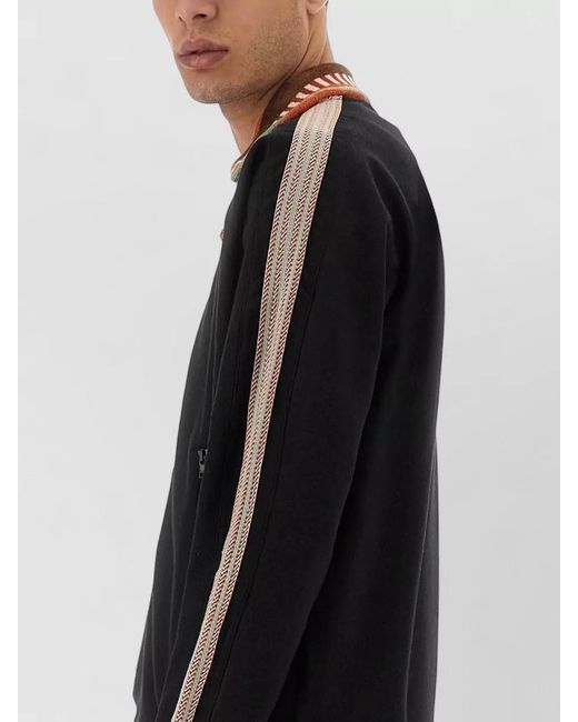 Sasquatchfabrix Black Mex Track Jacket Ribbed Collar Stripes for men
