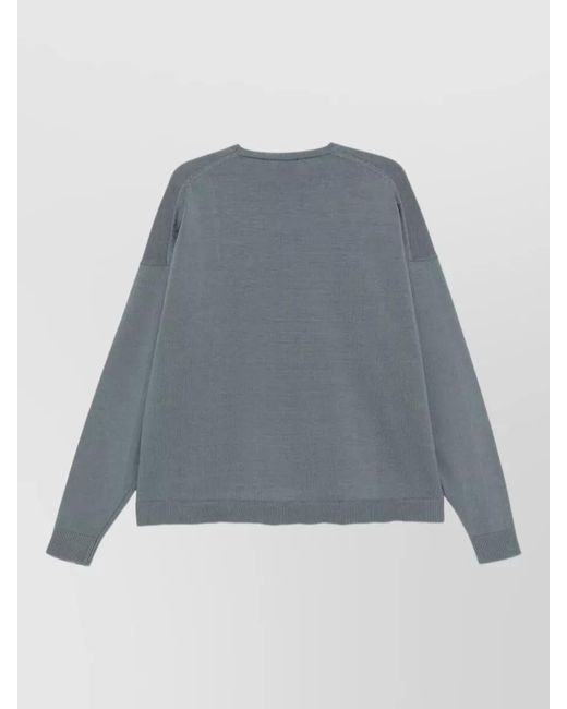Alysi Blue Knit Crew Neck Sweater Dropped Shoulders