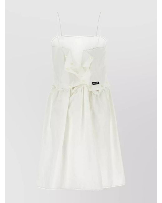 Miu Miu White Cotton Linen Mini Dress