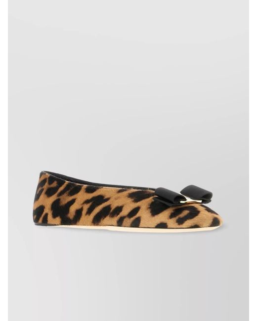 Ferragamo Multicolor Printed Calf Hair Ballerina Shoes
