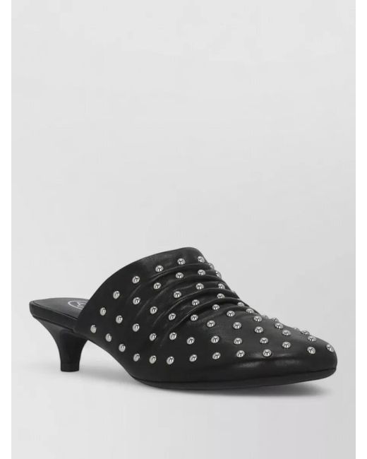 Ash Black Leather Kitten Heel Mules Open Back
