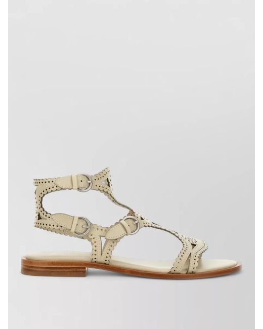 Ash Natural Sandalwood Ankle Strap Flat Sole Sandals