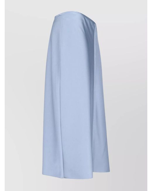 AMI Blue Satin Midi Straight Skirt