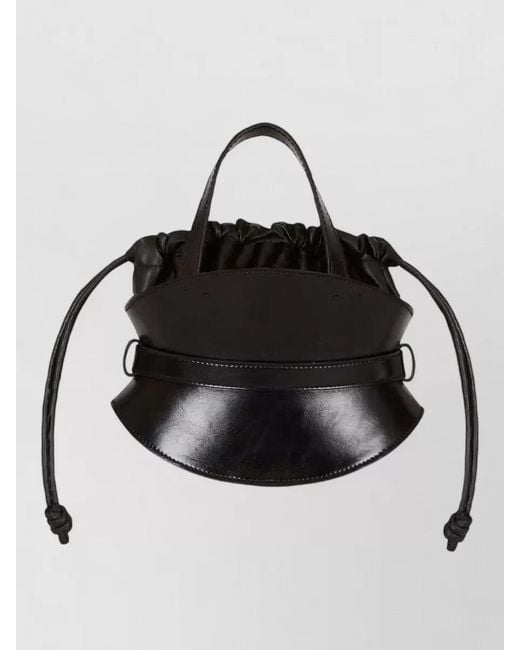 Balmain Black Shuffle Mini Leather Bucket Shoulder Bag