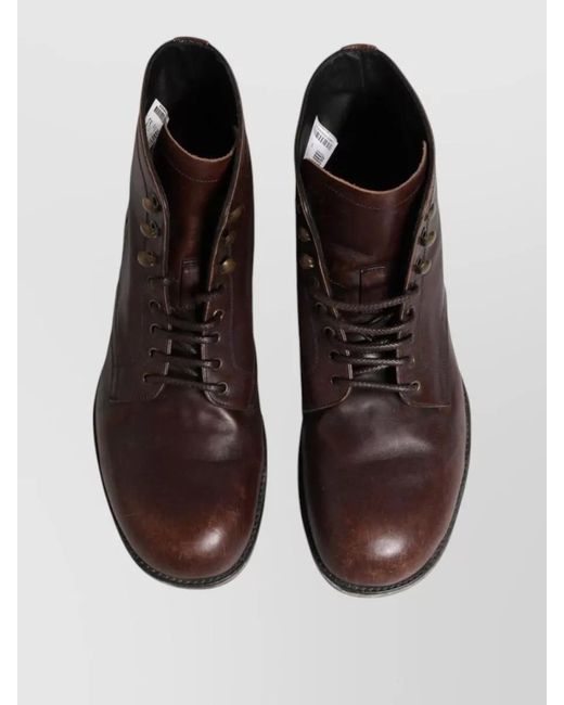 Dolce & Gabbana Brown Leather Lace Up Ankle Boots for men
