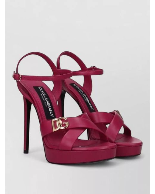 Dolce & Gabbana Pink Leather Platform Sandals
