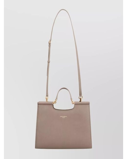 Dolce & Gabbana Natural Sicily Small Leather Tote Bag