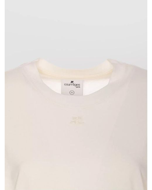 Courreges Natural Cotton Fitted Appliqué T-Shirt