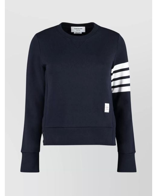 Thom Browne Blue Cotton Ribbed Crew-Neck Sweatshirt