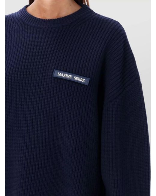 MARINE SERRE Blue Merino Wool Fisherman Jumper