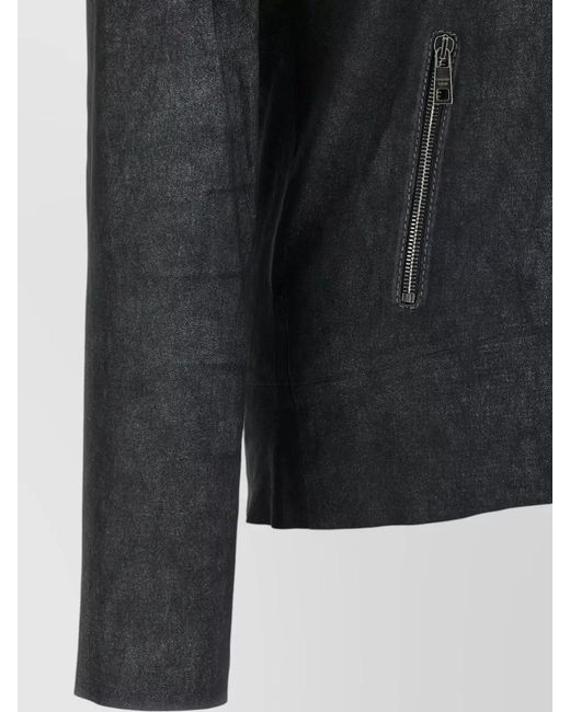 Giorgio Brato Black Biker Jacket Stretch Design Long Sleeves for men