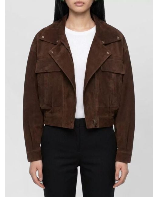 Saint Laurent Brown Leather Fitted Jacket