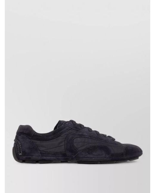 Prada Blue Lace Up Sneakers Low Top Suede Design for men