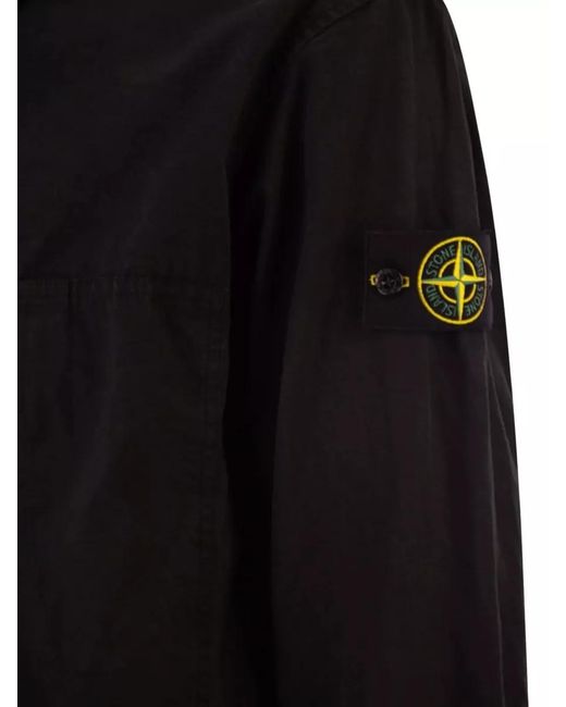 Stone Island Black Mercerised Organic Cotton Ripstop Jacket for men