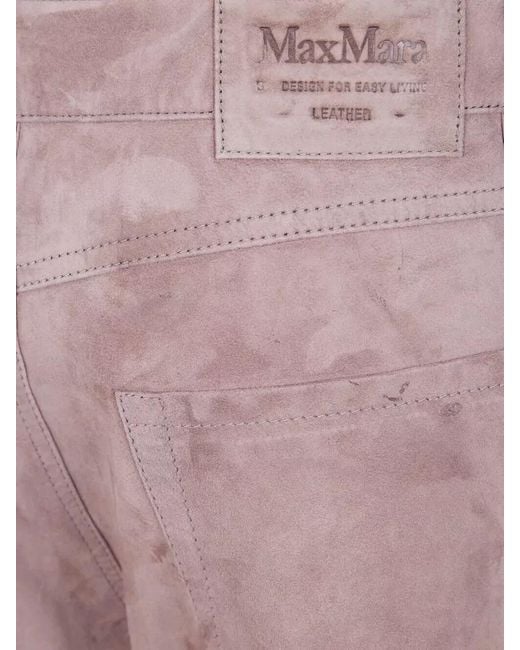Max Mara Purple Suede Wide-Leg Trousers