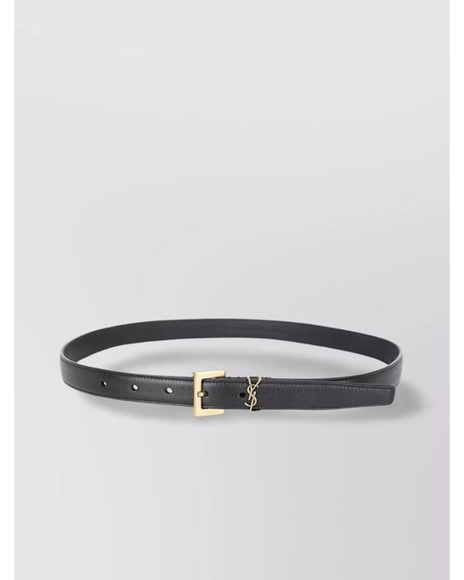 Saint Laurent Metallic Leather Cassandre Slim Belt