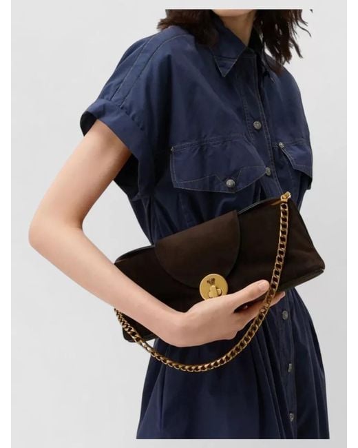 Versace Gray Calf Leather Shoulder Clutch Chain Strap