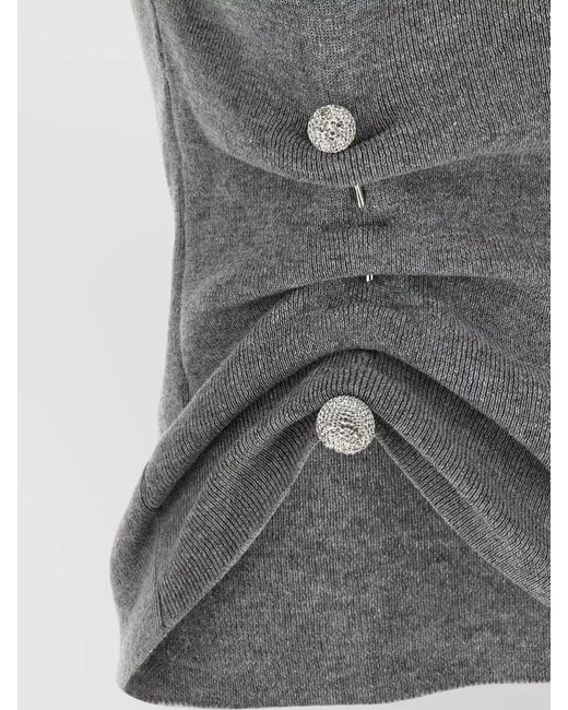 GIUSEPPE DI MORABITO Gray Virgin Wool Ribbed Draped Sleeveless Knitted Top