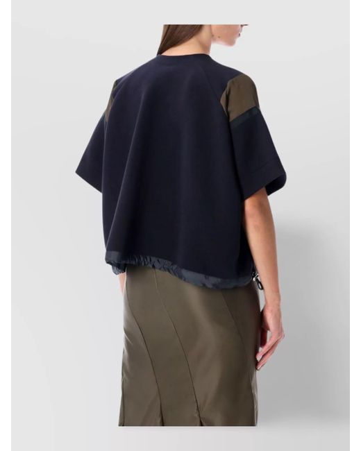 Sacai Blue Cotton Oversized Short-Sleeve Drawstring T-Shirt