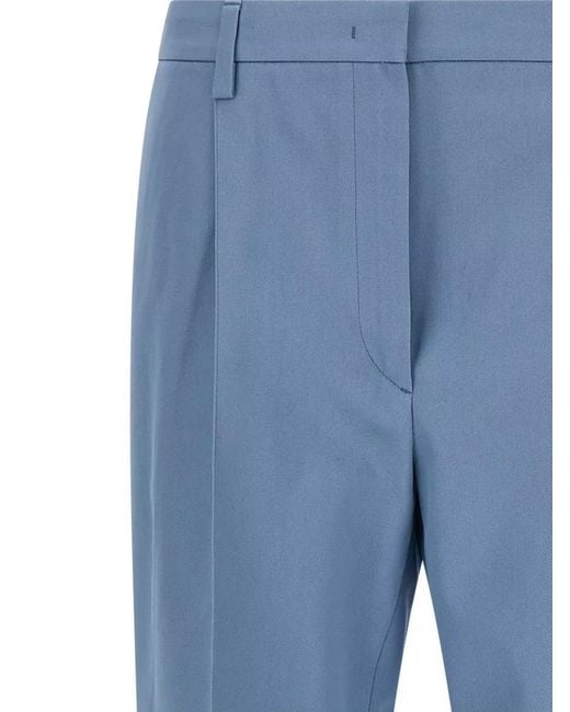 Prada Blue Cotton Straight-Leg Suit Trousers