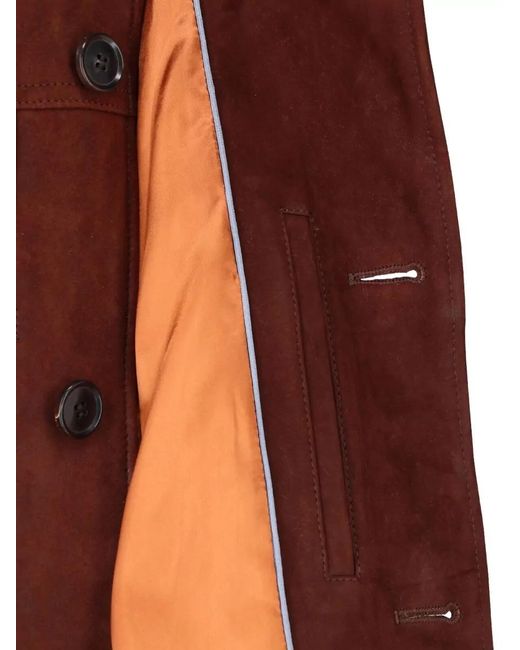 Paul Smith Brown Collared Coat Side Pockets Button Cuffs for men
