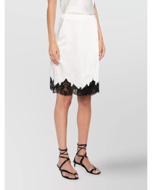 Stella McCartney White Satin Lace Midi Wrap Skirt