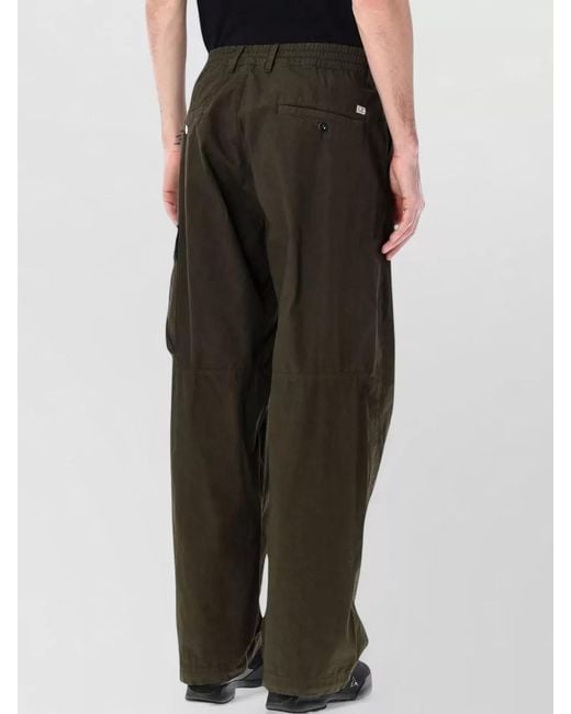 C P Company Black Cotton Wide-Leg Cargo Trousers for men
