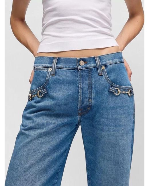 Gucci Blue Denim Low-Rise Bootcut Jeans