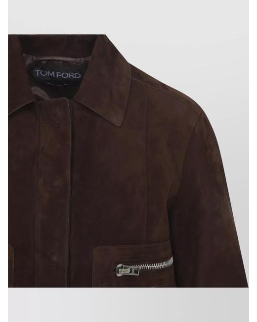 Tom Ford Brown Lamb Suede Bomber Jacket